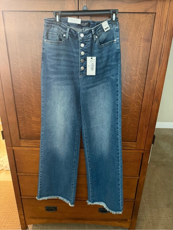 Judy Blue Denim - Judy Blue High-Rise Column Jeans with Button Fly and frayed hem